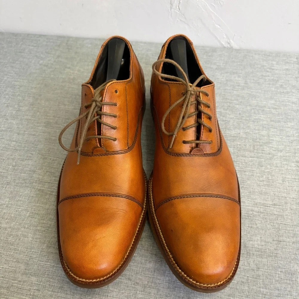 Cole Haan Oxford Dress‎ Shoes Mens 10 M Tan C12337 Cap Toe Leather Classic